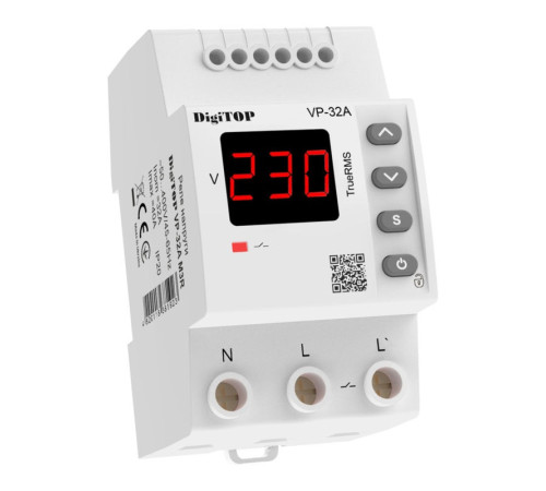 Реле напруги DigiTOP VP-32А (3 модулі, базовий функціонал)