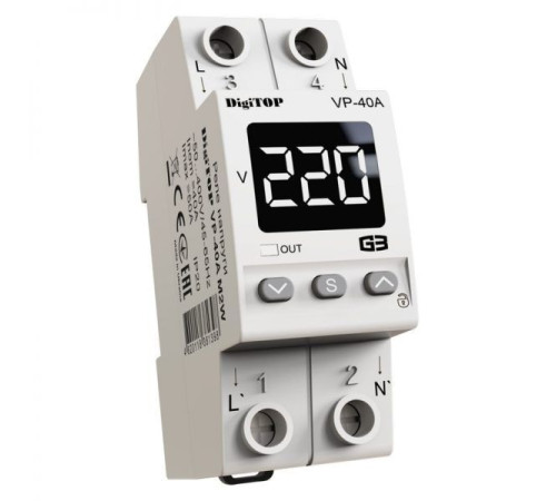 Реле напруги DigiTOP VP-40А M2W (2 модулі, термозахист)