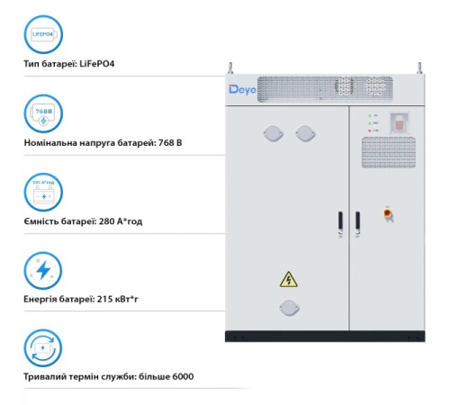 Система накопичення енергії ESS Deye MS-GS215-2H3 100 кВт, 215 кВт/Год