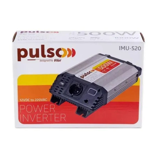 Перетворювач напруги 12V-220V 500W USB-5VDC2.0A PULSO IMU-520